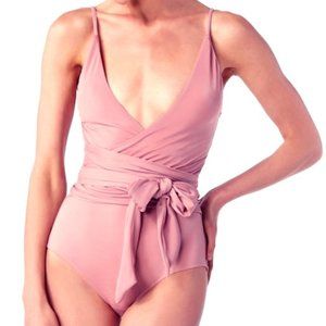 Bow Wrap Swimsuit | Pink Mauve | 2X